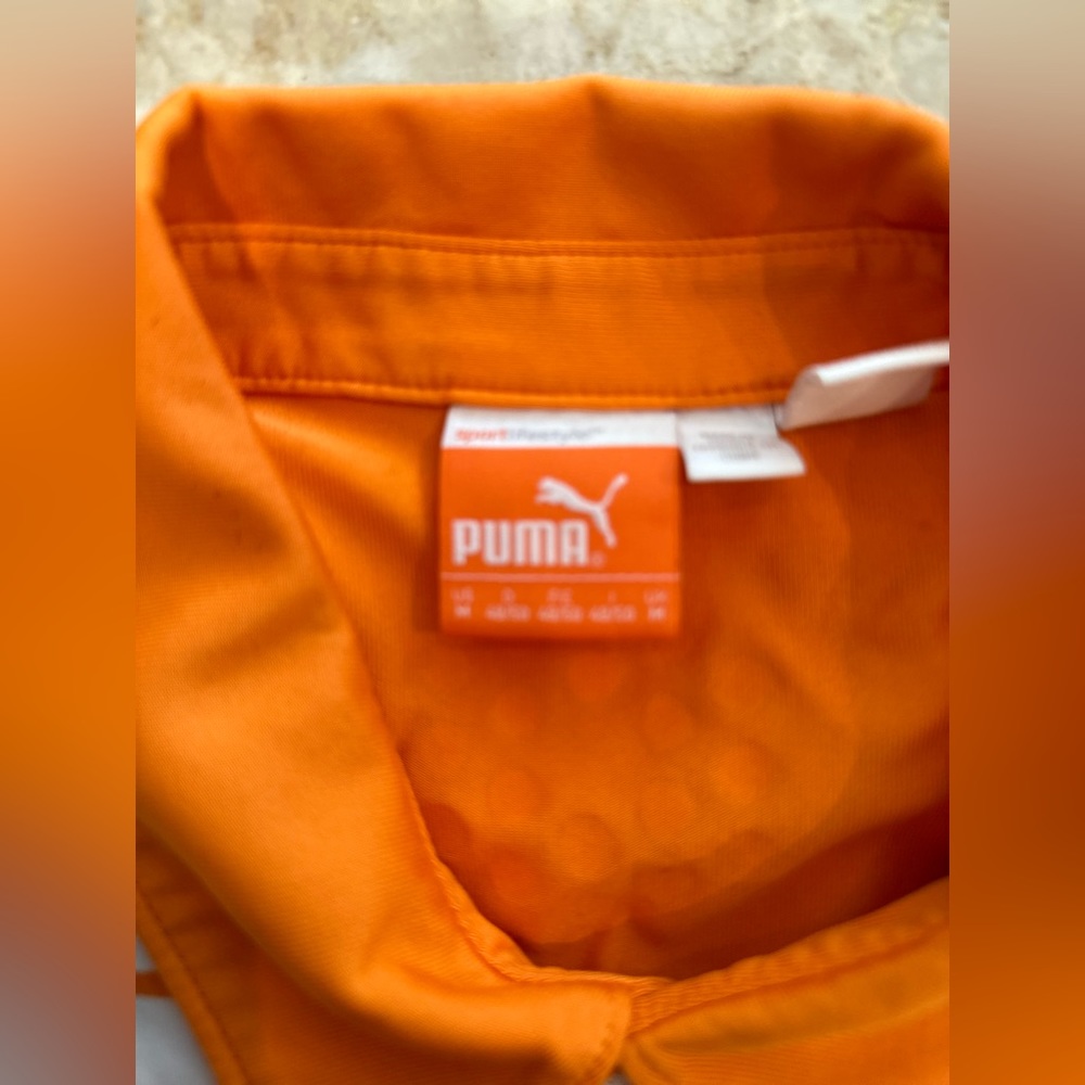 Puma Ricky Fowler Oklahoma state orange and white golf shirt-size medium